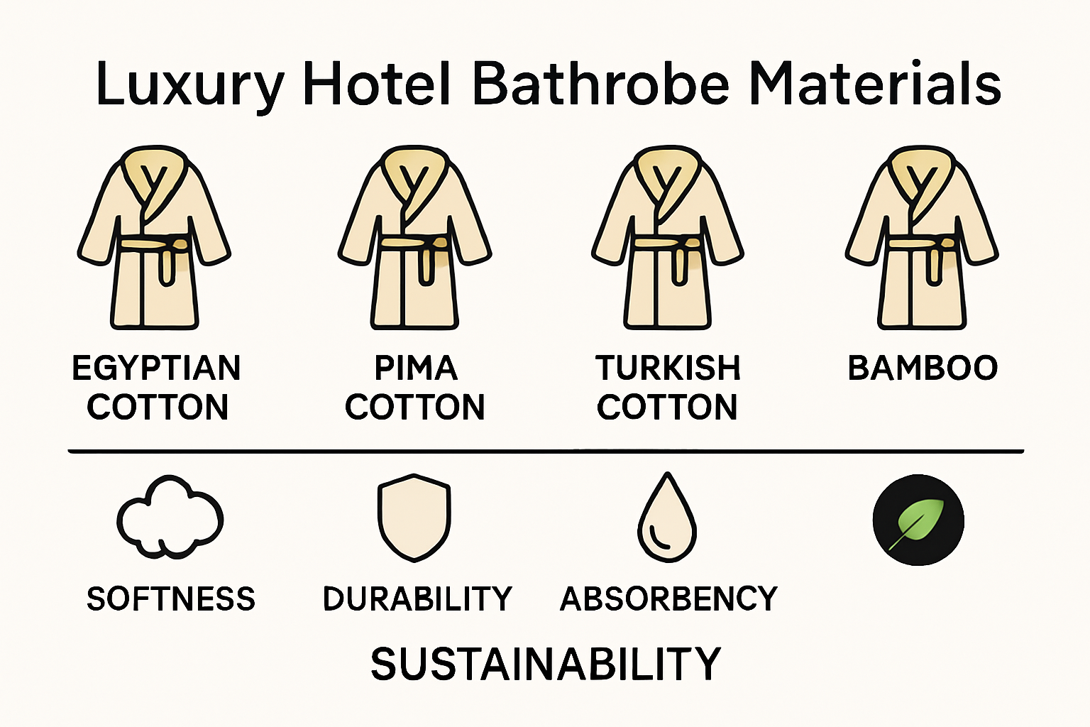 Infographic comparing luxury hotel bathrobe materials.
