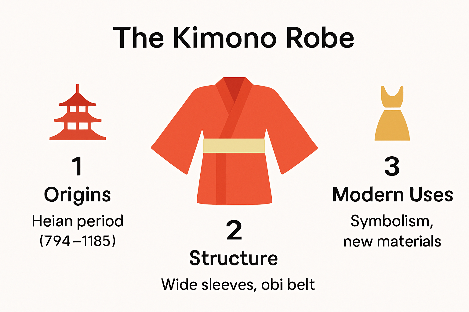 Kimono robe evolution, features, and significance infographic