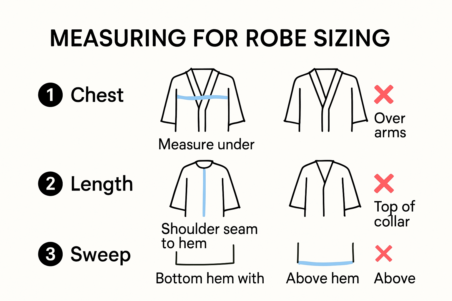 Step-by-step robe measurement infographic