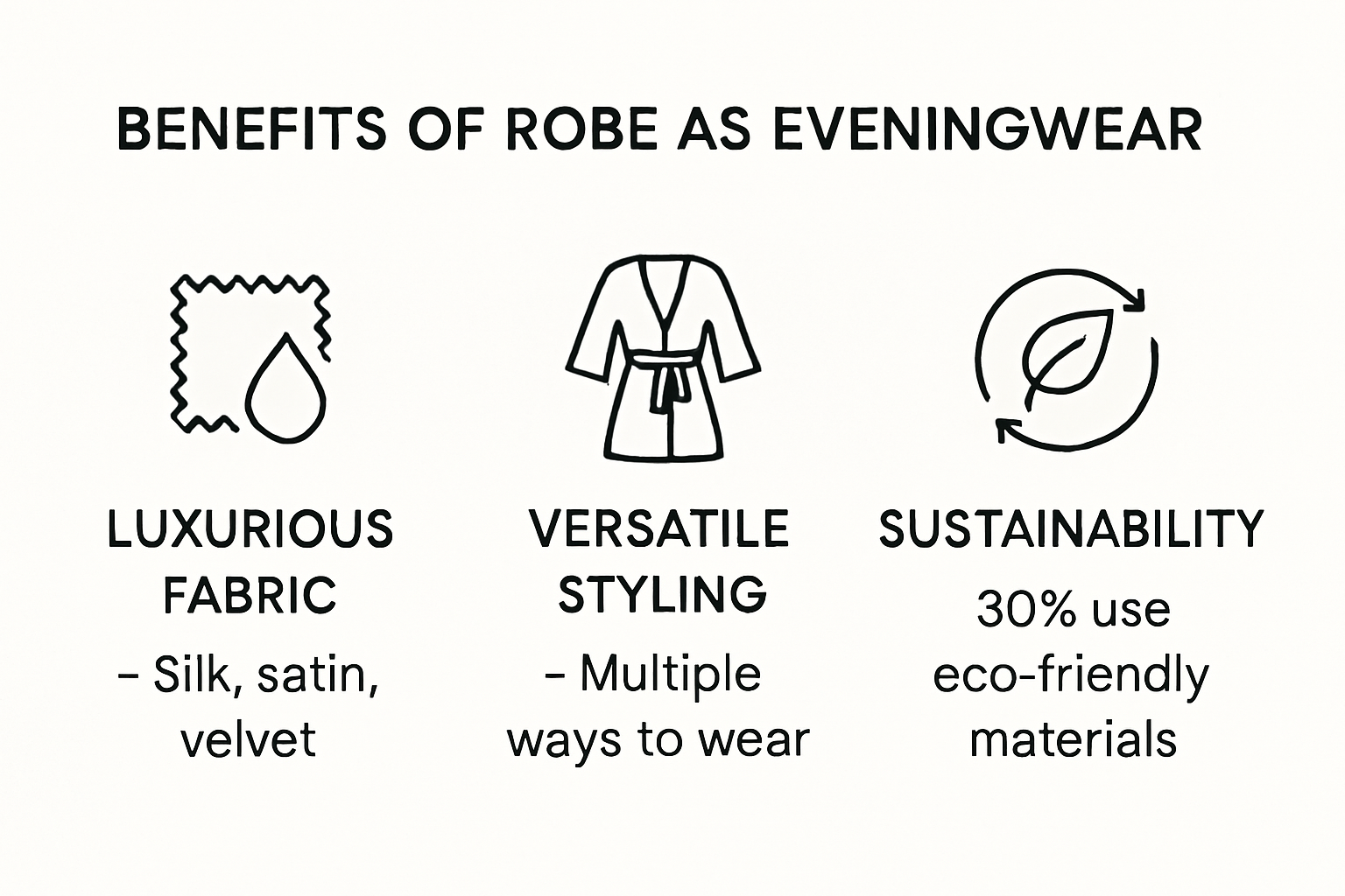 Infographic showing five key benefits of robe as eveningwear