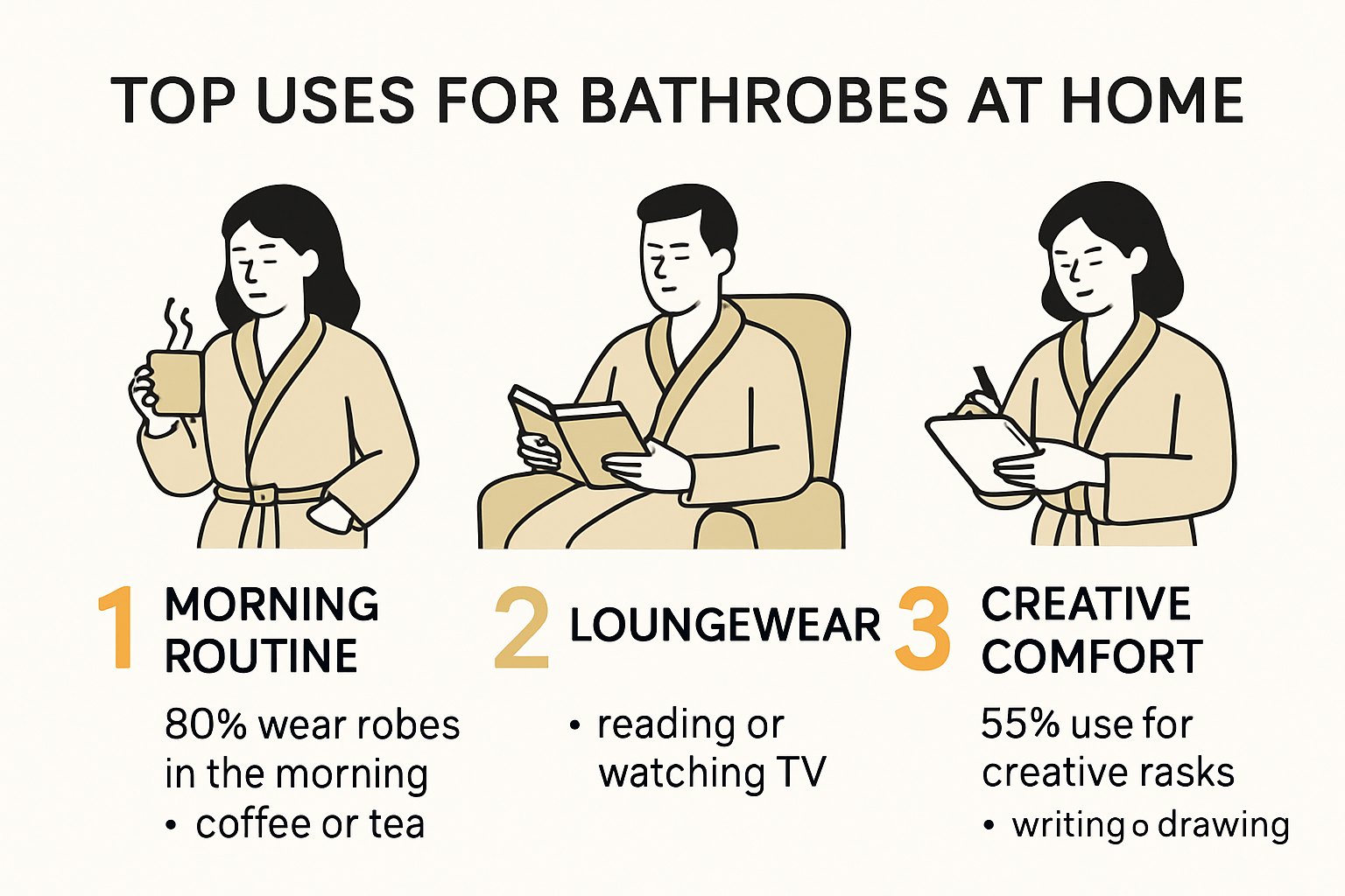 Infographic showing main uses for bathrobes at home