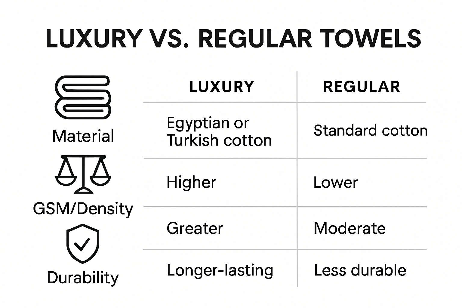 Luxury towel characteristics versus regular towel infographic