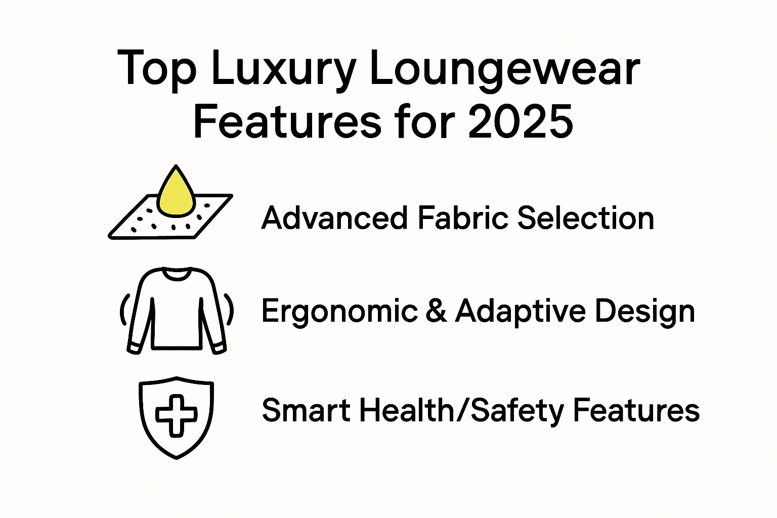 Infographic showing key luxury loungewear features for 2025