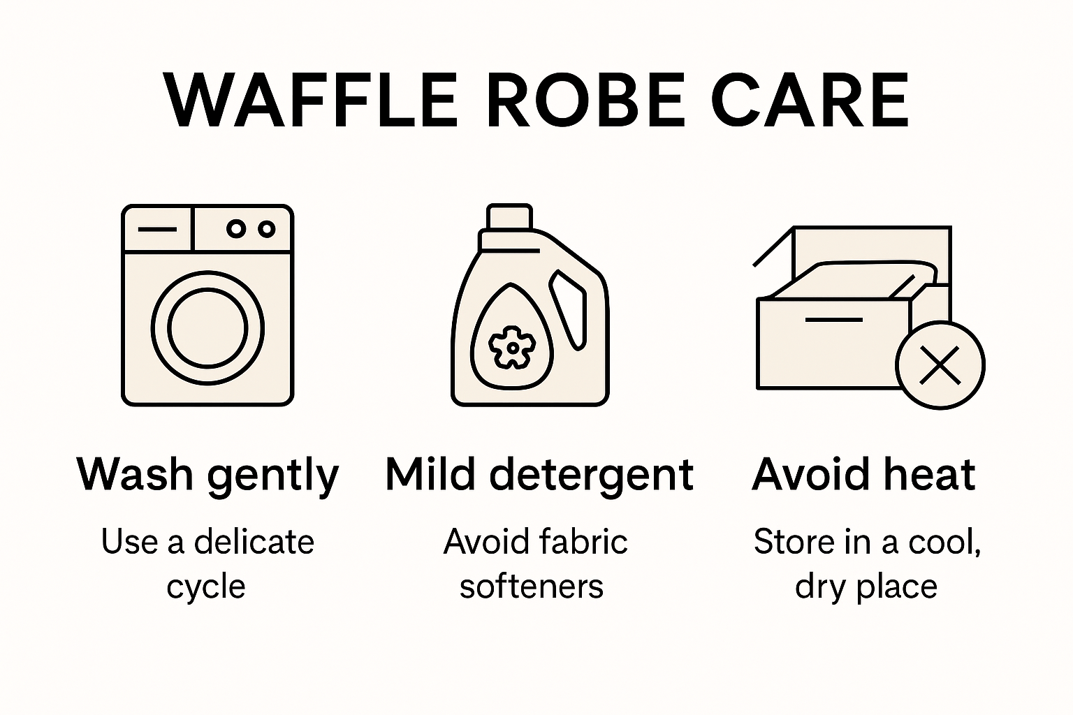 Infographic showing how to care for waffle robes effectively