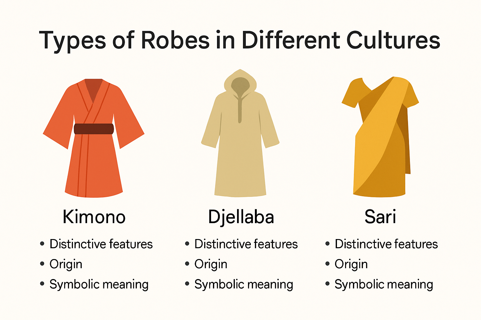 Infographic showing types of robes in different cultures