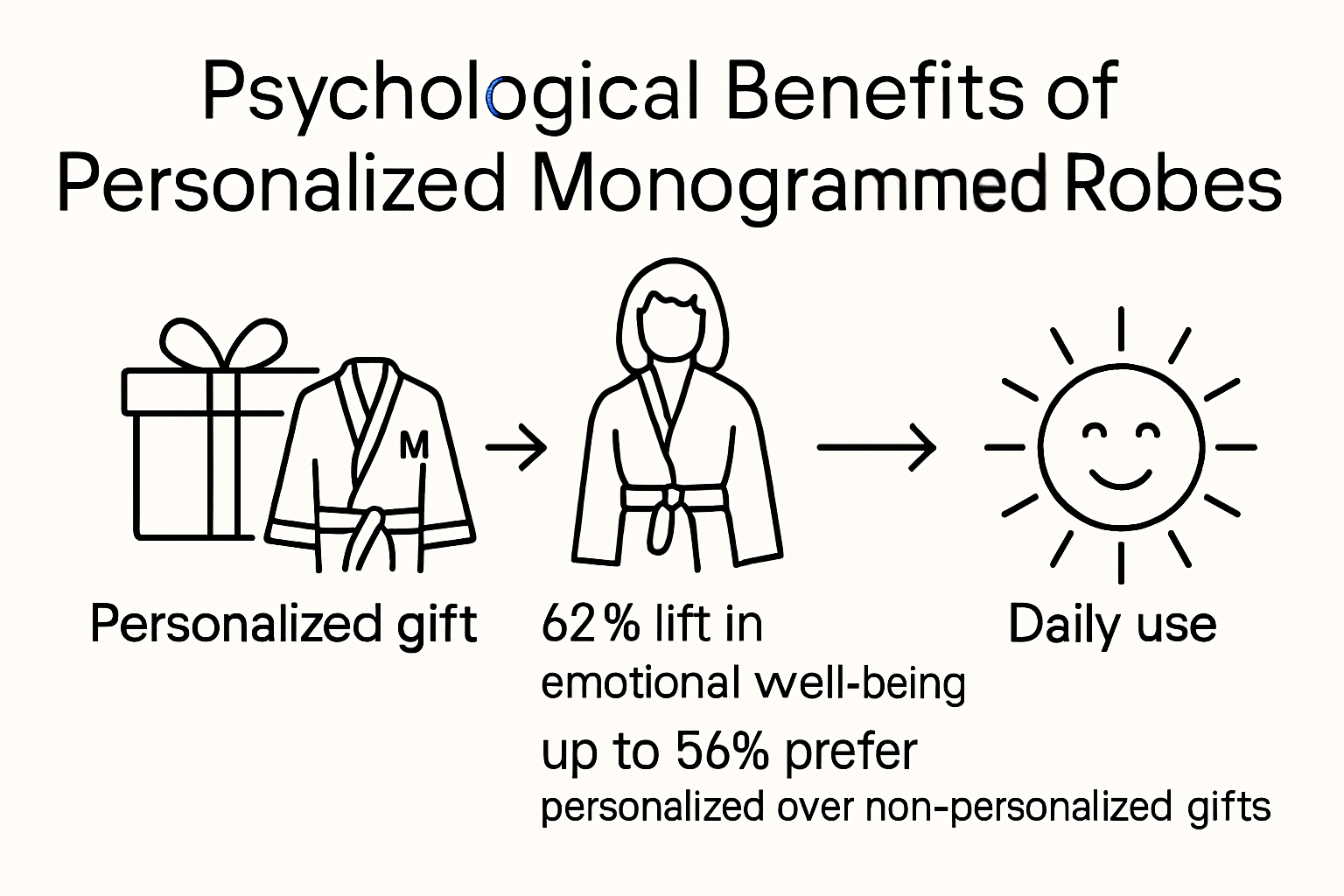 Infographic showing psychological benefits of monogrammed robes