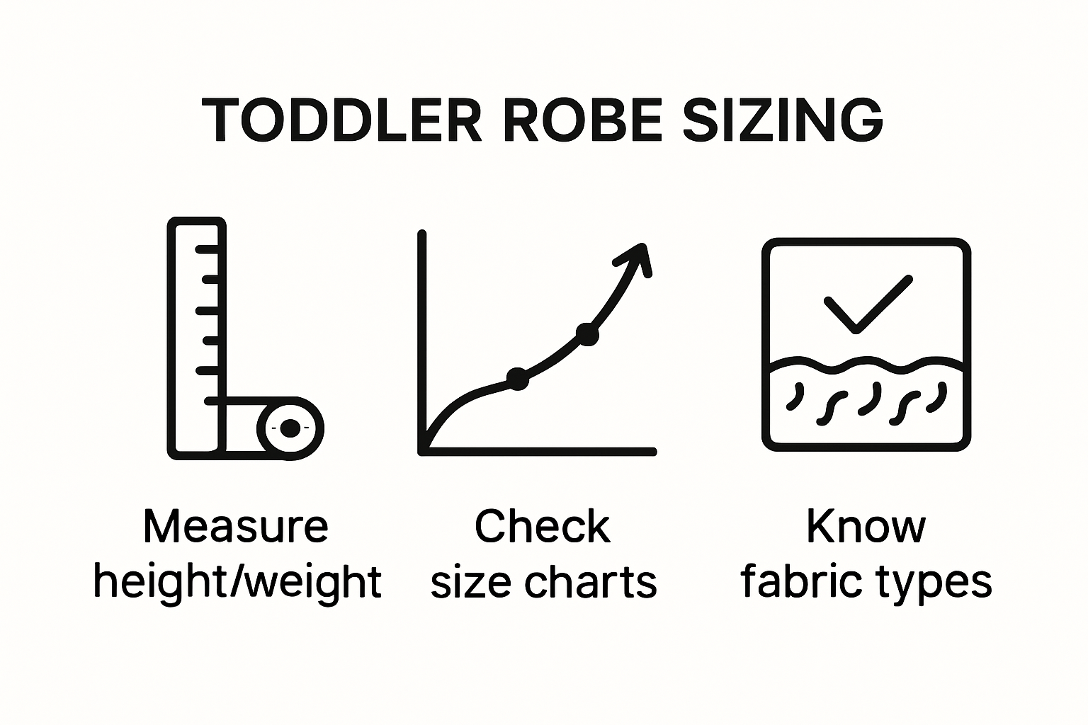 Step-by-step infographic for toddler robe sizing