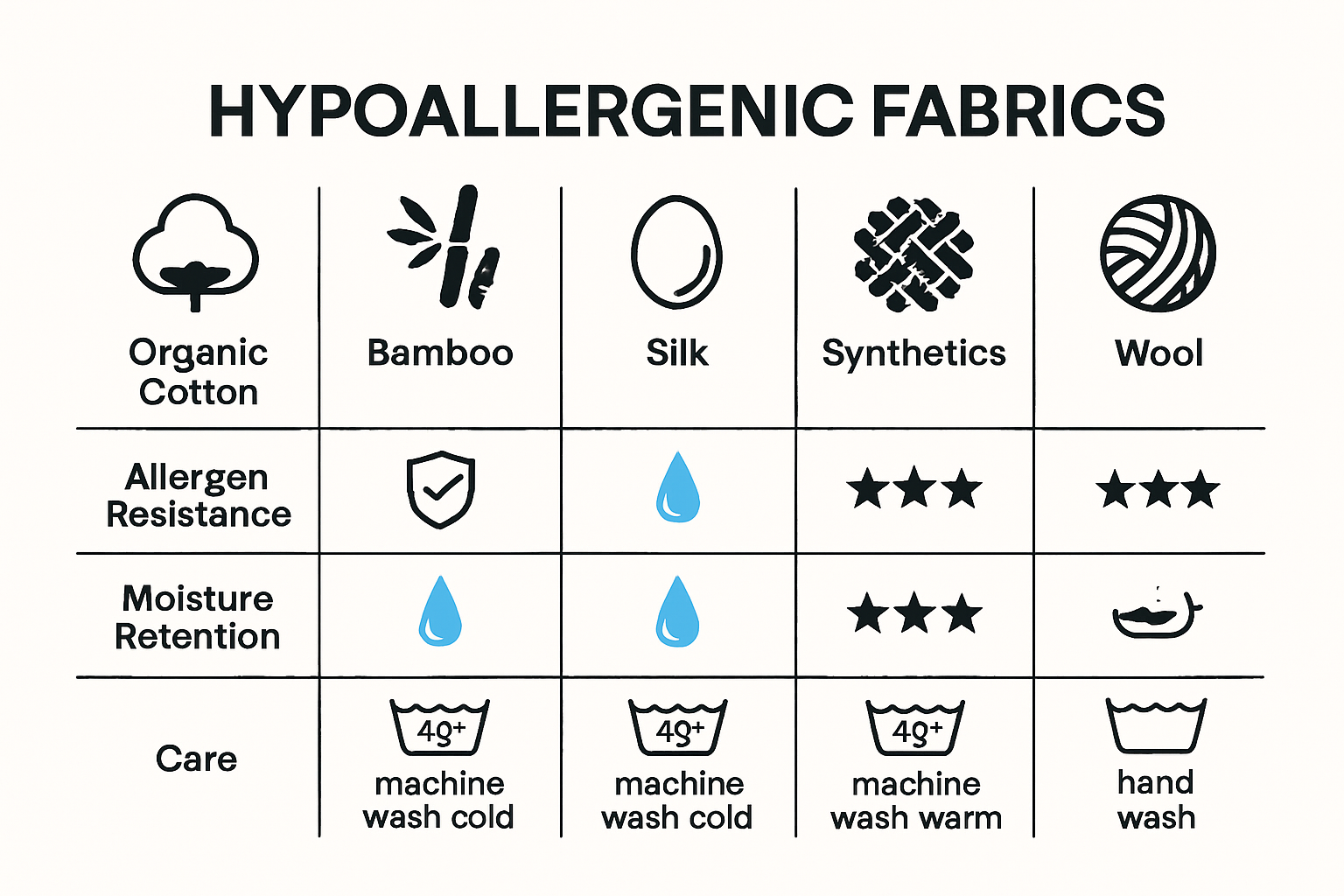 Comparison of fabrics for allergy-friendly robe care