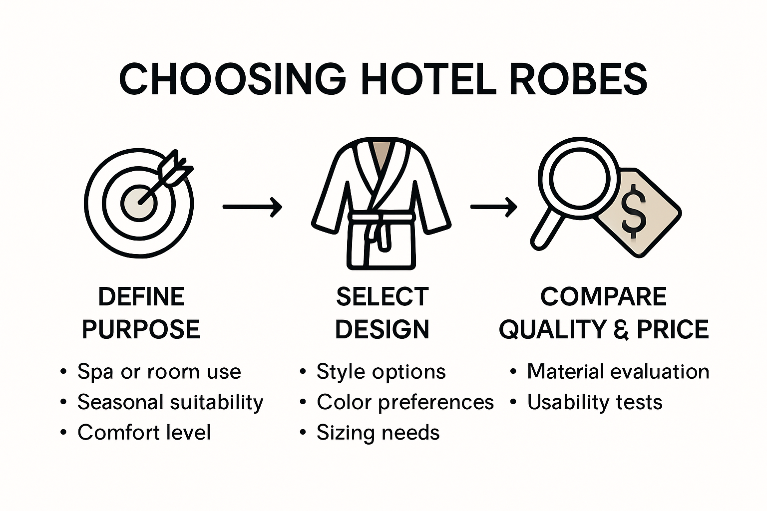 Infographic visualizing hotel robe selection process steps
