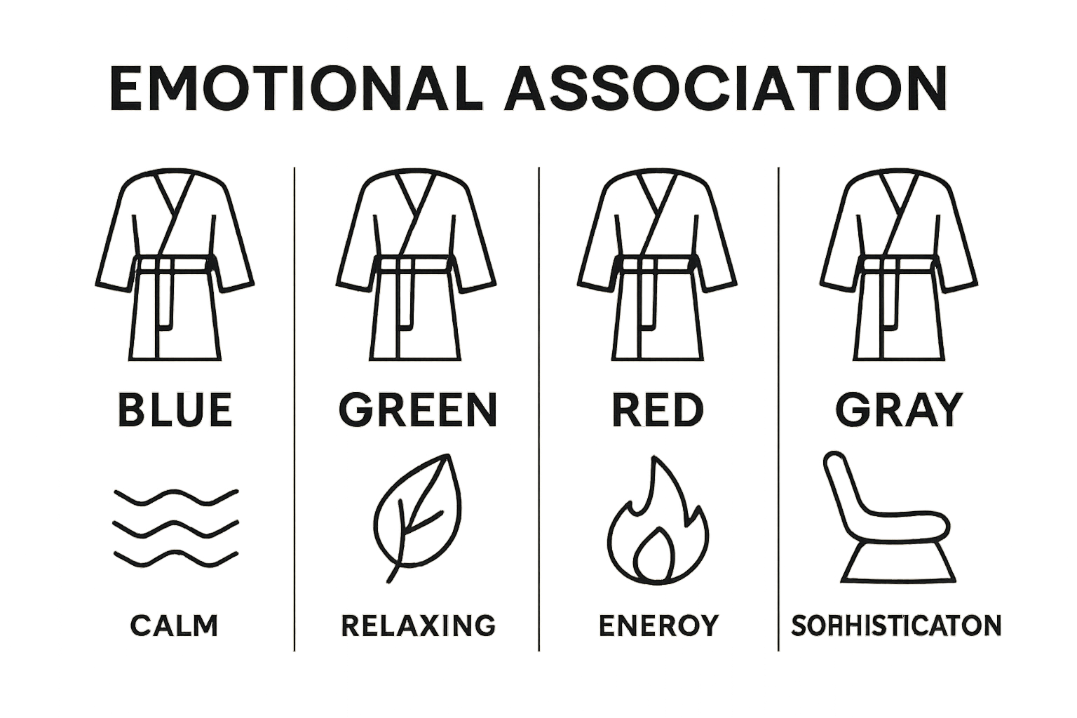 Four robe colors with matching icons for their emotional impact