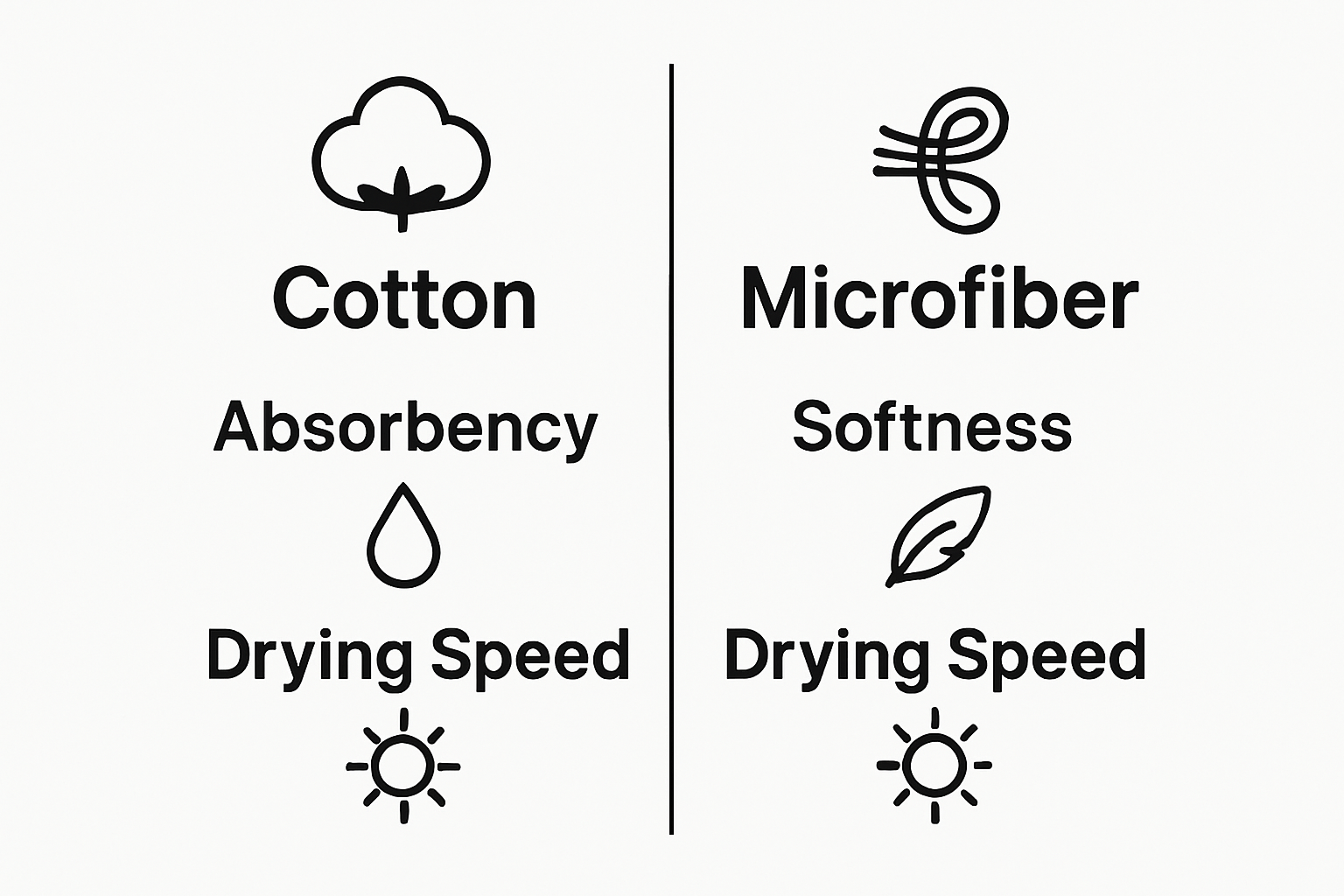 Comparison of cotton vs. microfiber for absorbency, softness, and drying speed