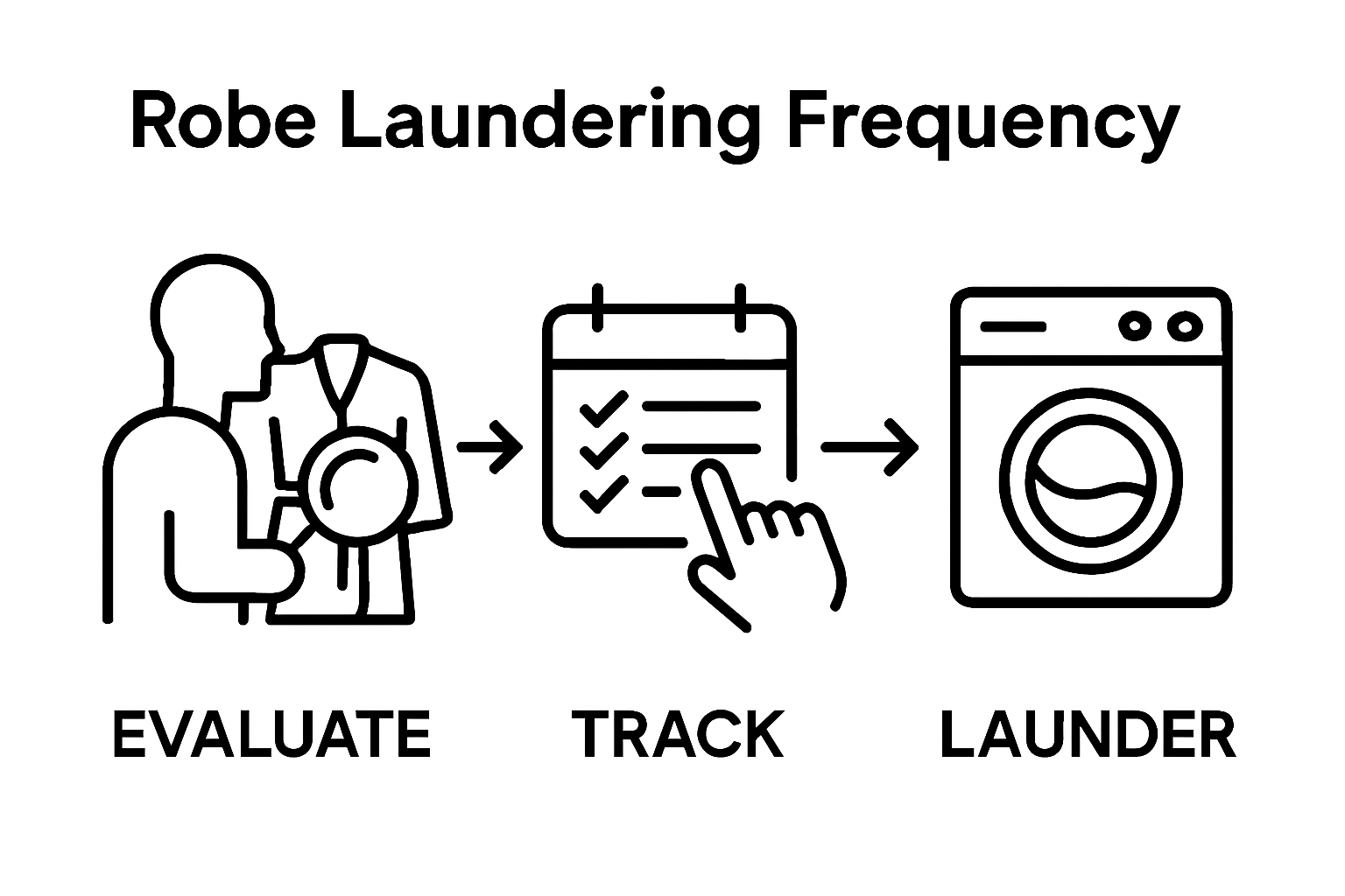 Step-by-step robe usage and laundry evaluation infographic