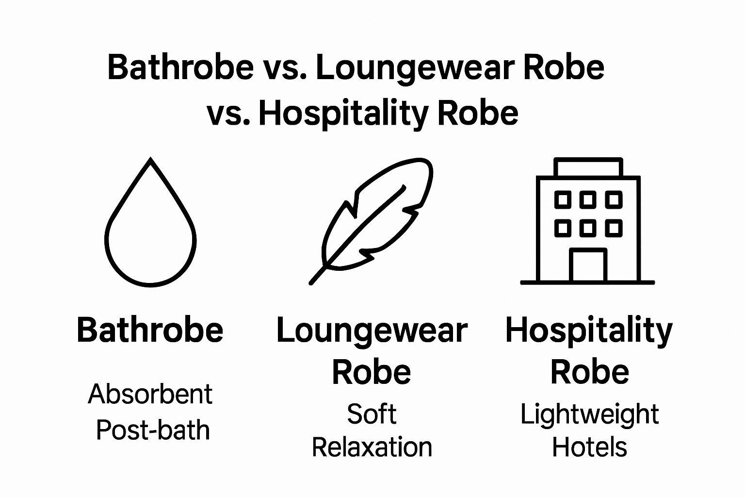 Infographic comparing bathrobe, loungewear robe, hospitality robe