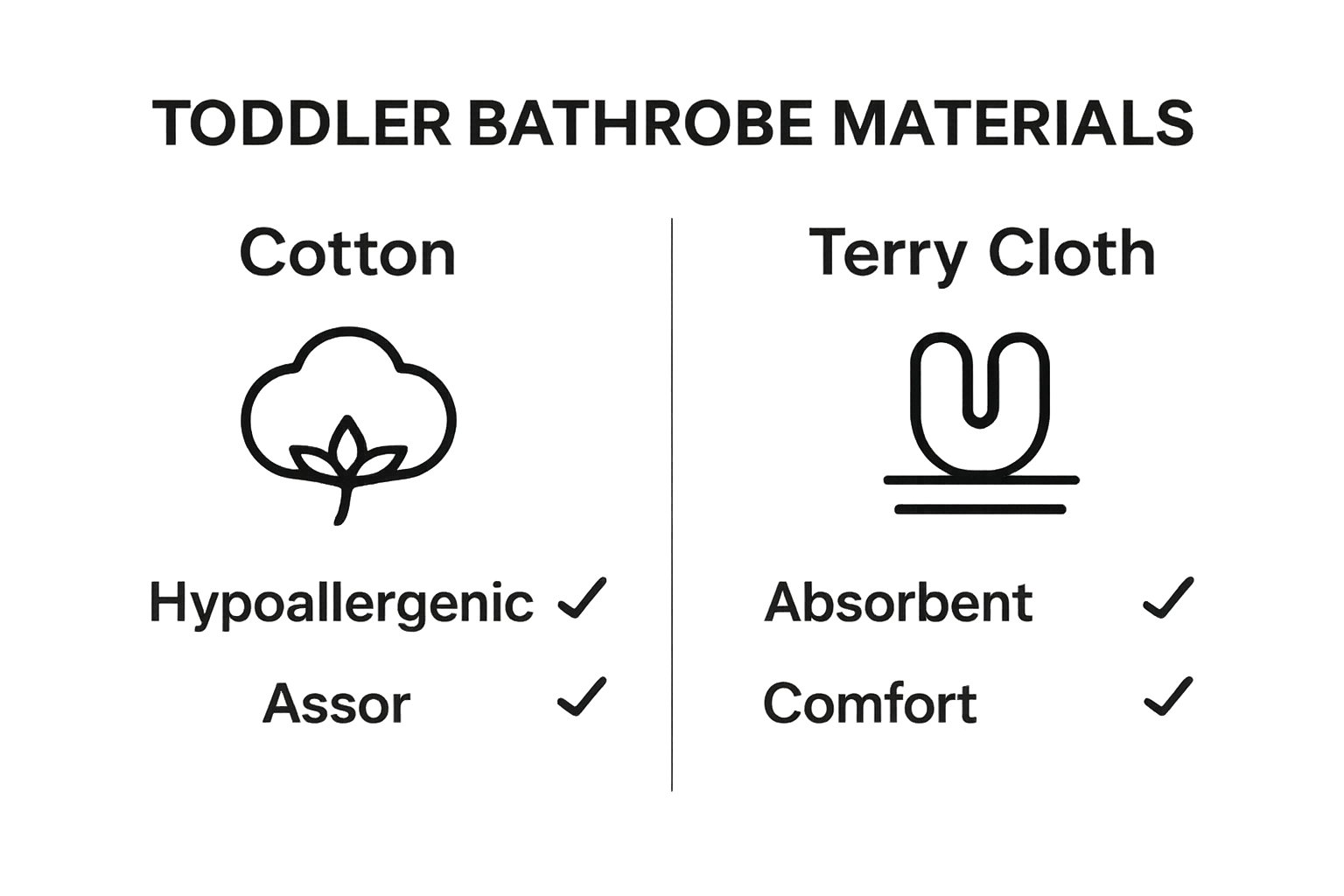 Simple visual comparison of cotton and terry cloth toddler bathrobe materials