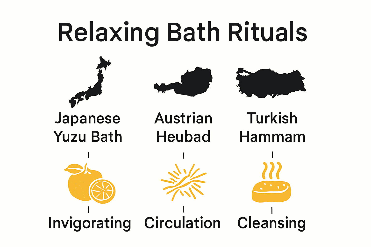 Comparison of Japanese, Austrian, and Turkish bath rituals and benefits
