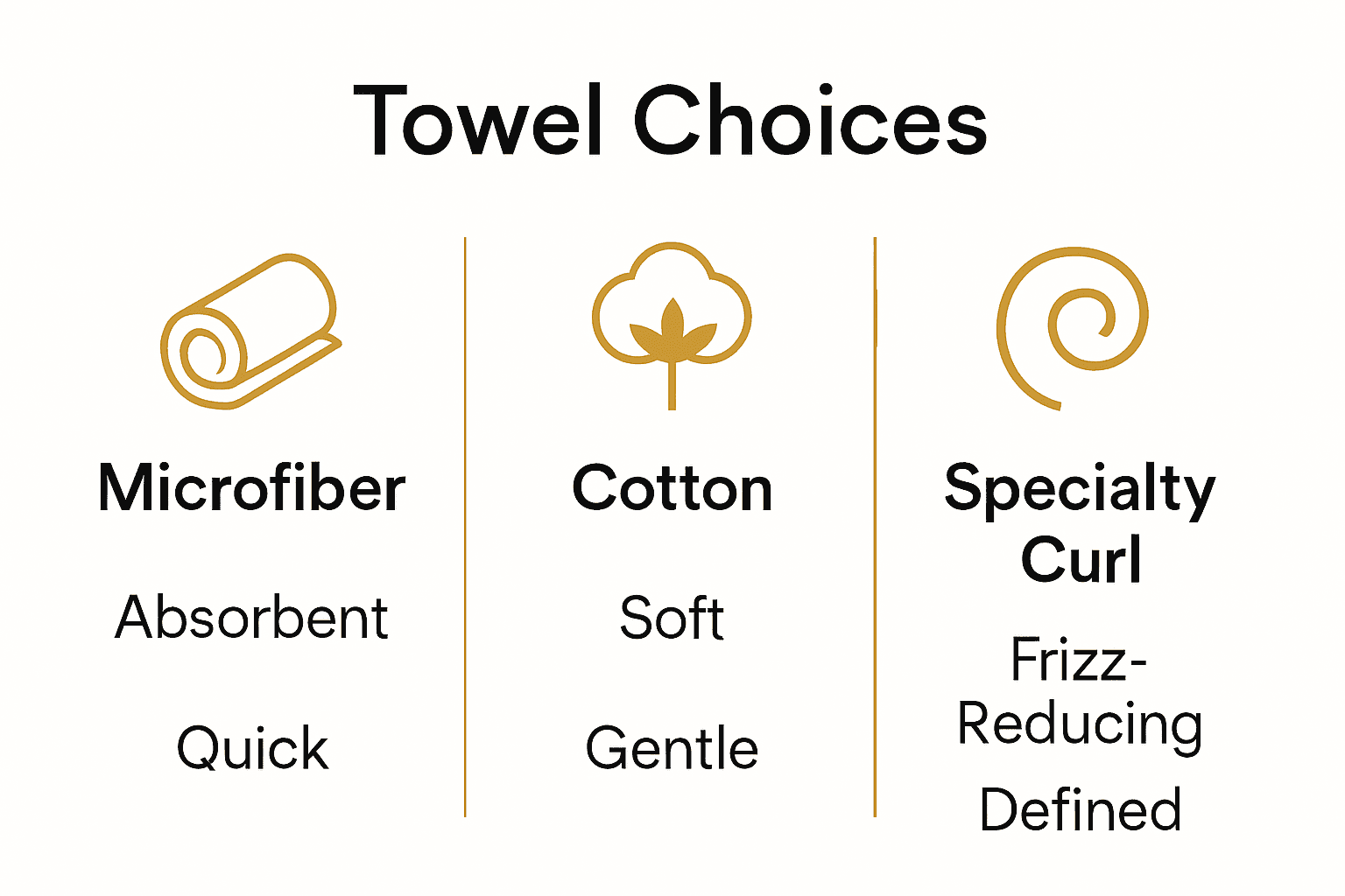 Infographic comparing towel types for curly hair