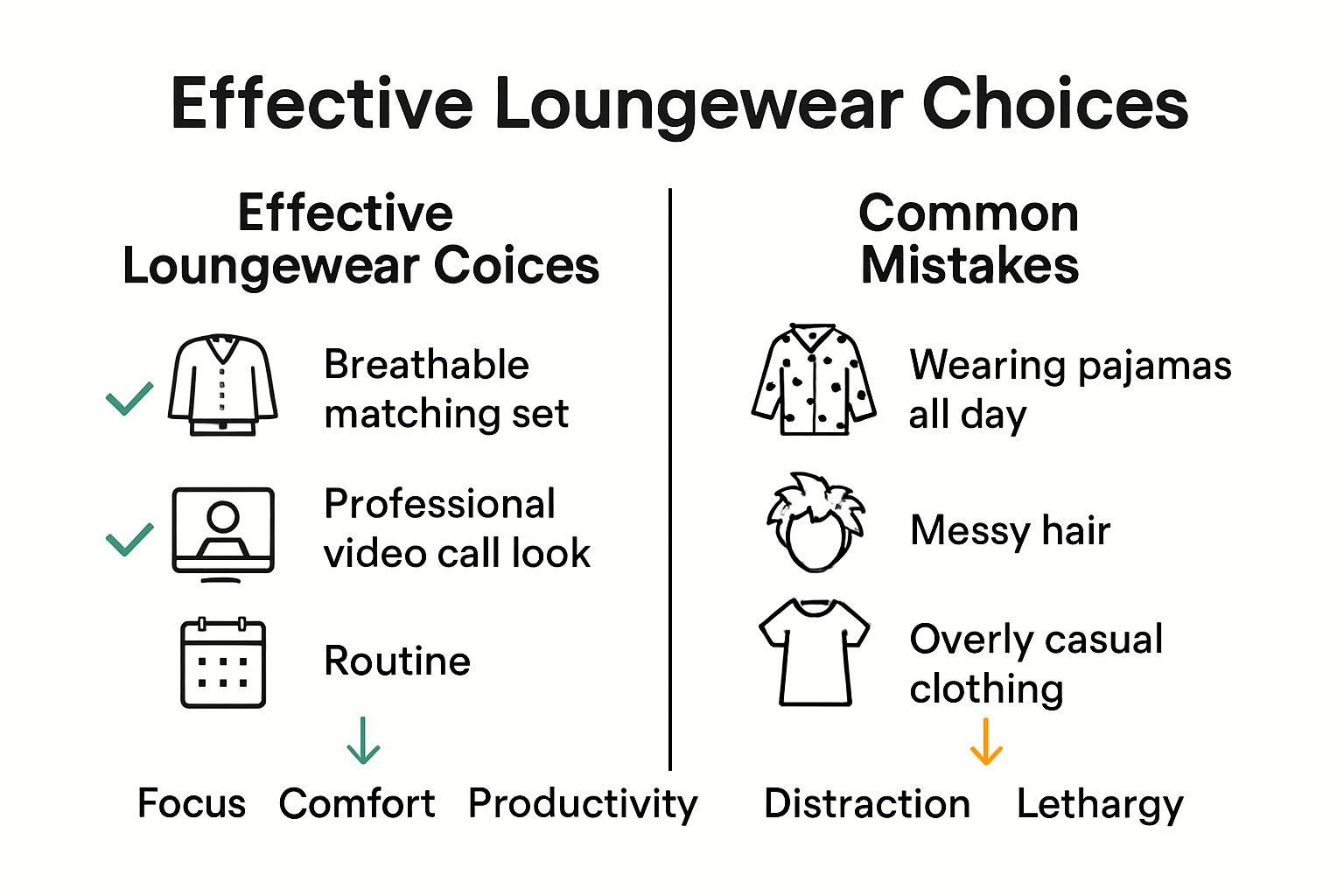 Infographic compares positive and negative loungewear habits for remote workers