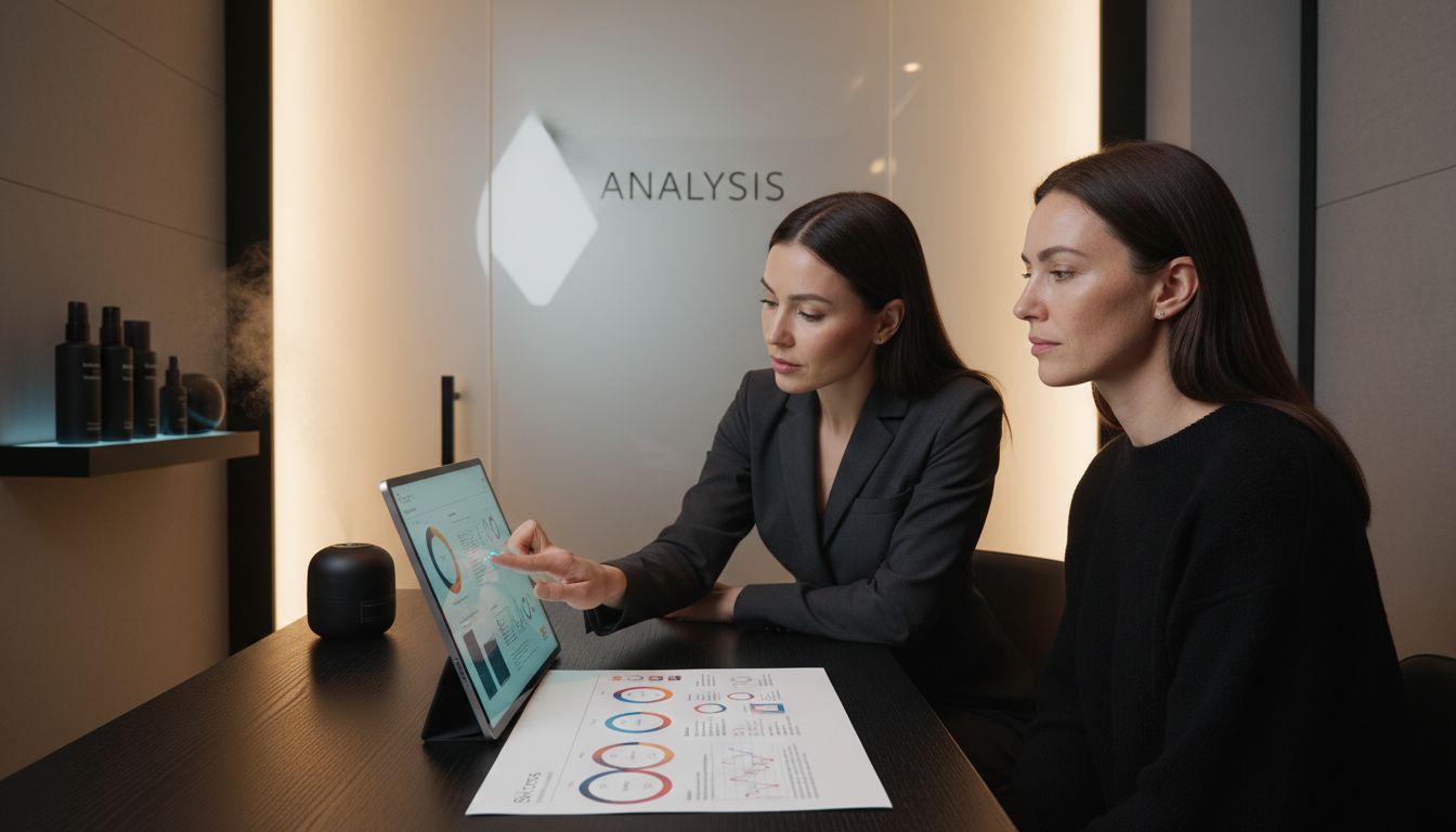 Consultant using tablet for spa assessment