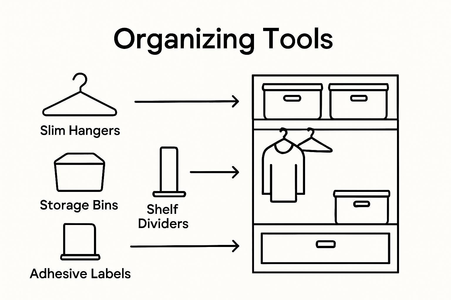 Infographic robe storage organizing tools