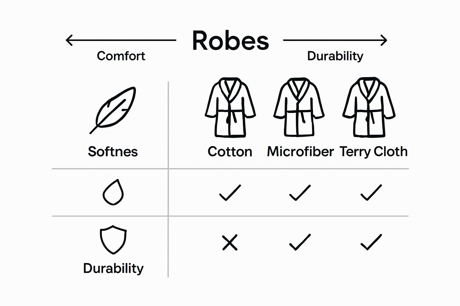 Comparison of cotton, microfiber, and terry robes