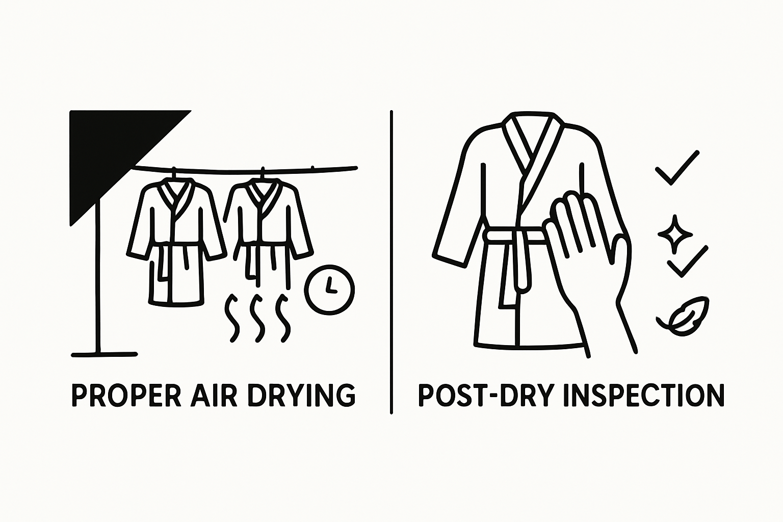 Infographic drying and inspecting hotel robes