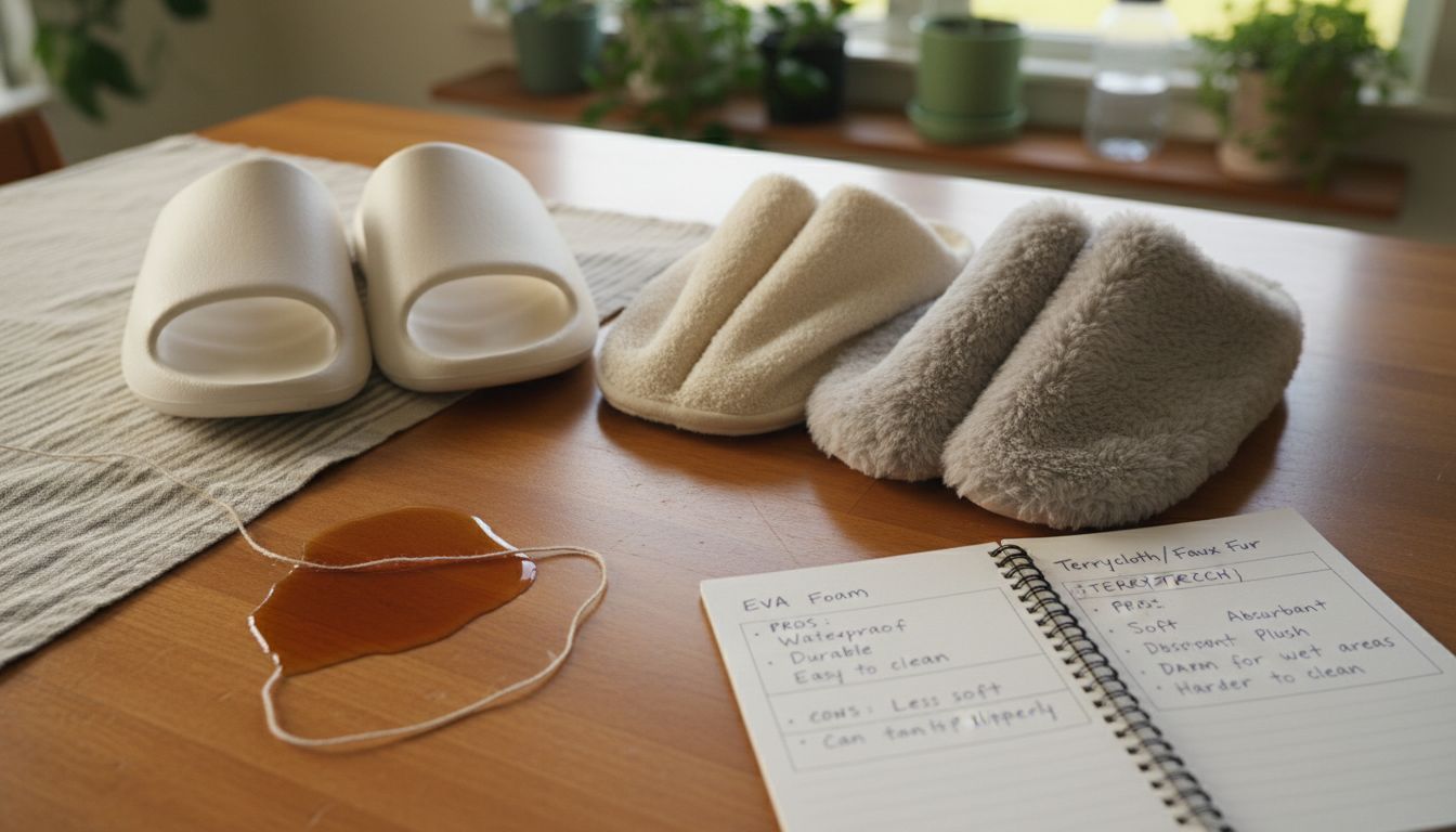 Comparing materials for different bath slippers