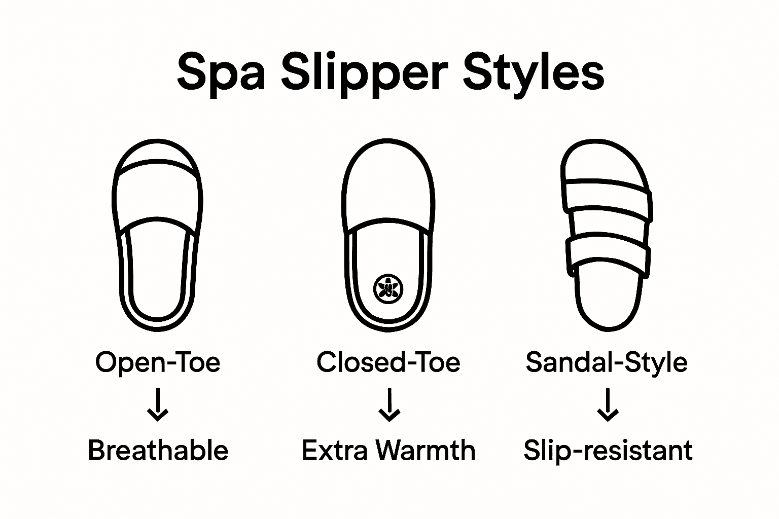 Infographic comparing spa slipper styles