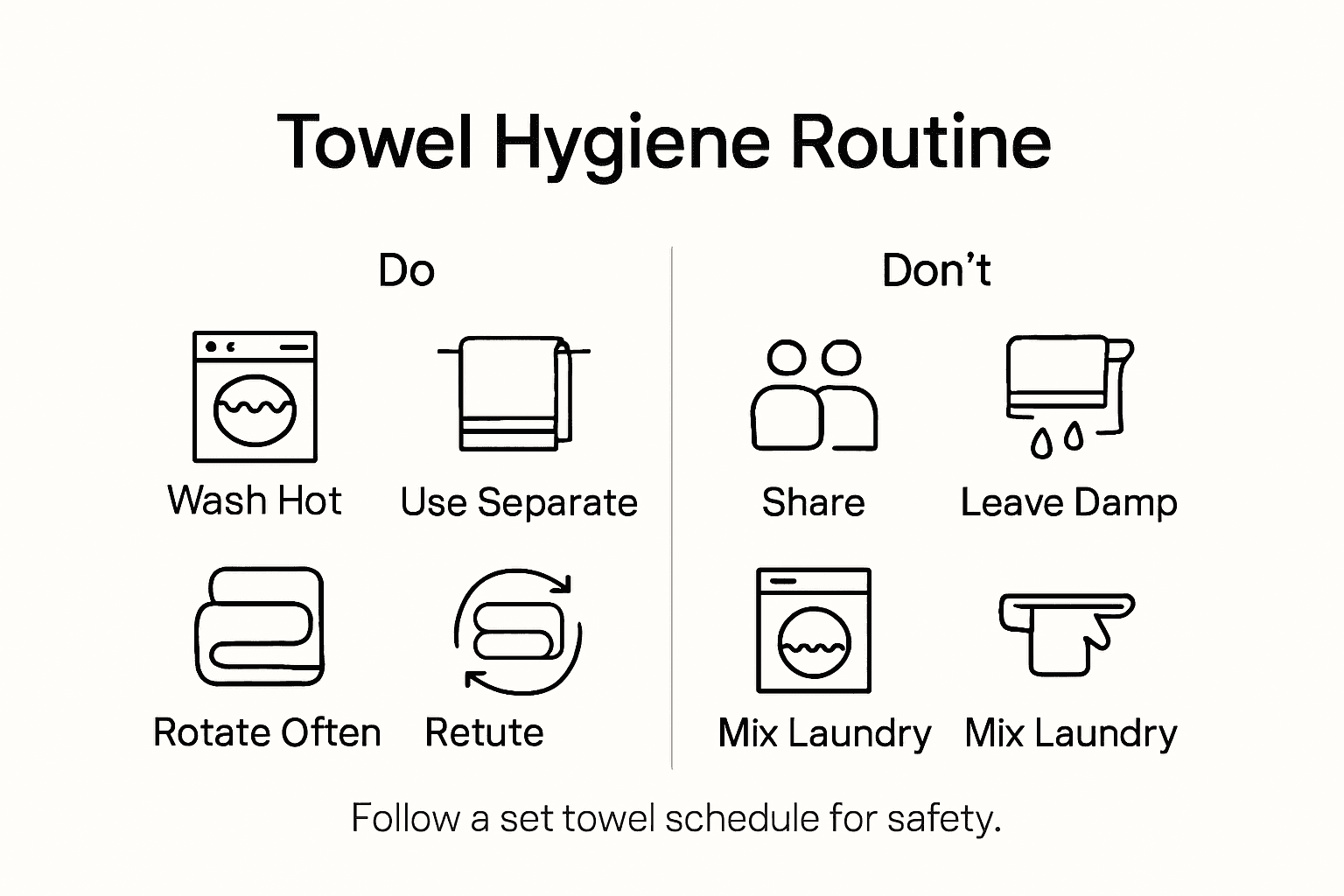 Infographic showing basic towel hygiene routine