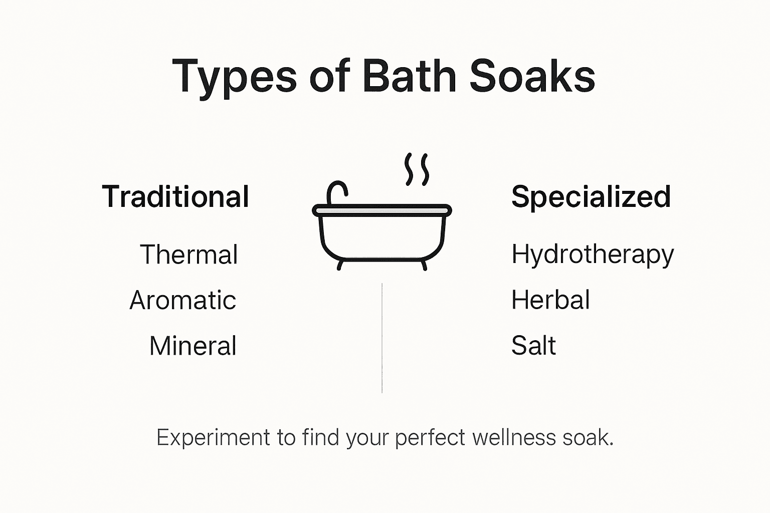 Infographic outlining bath soak types and benefits