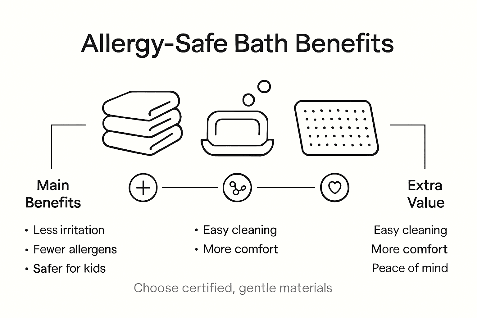 Infographic with bath allergy safety points and benefits