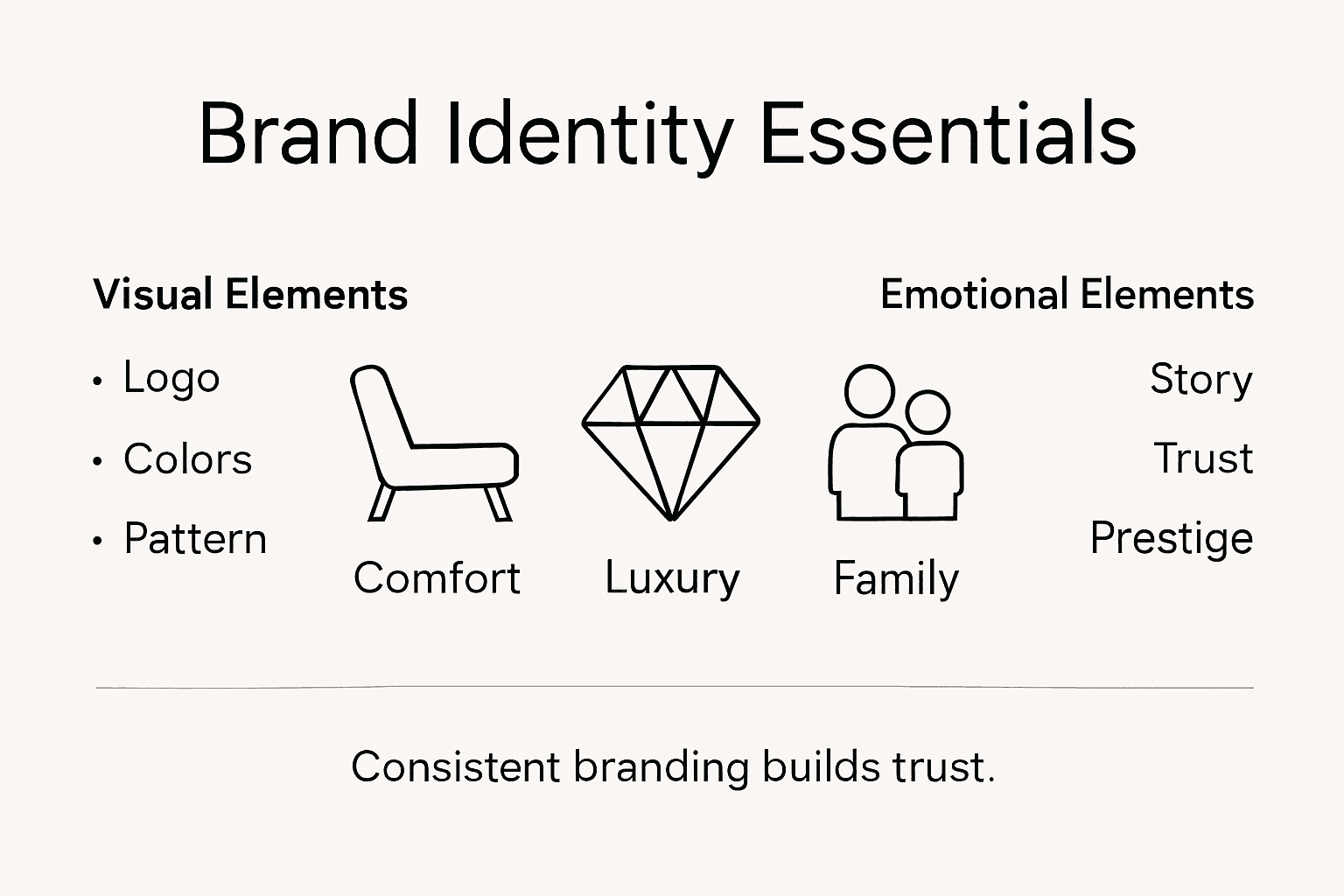 Infographic highlighting premium brand identity keys
