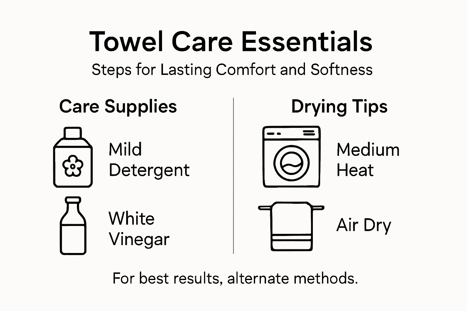 Infographic showing towel care essentials and drying tips