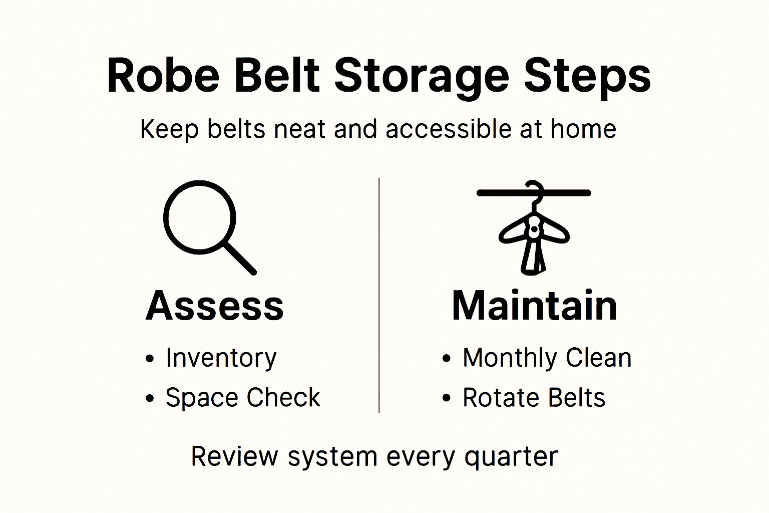 Infographic with robe belt storage steps