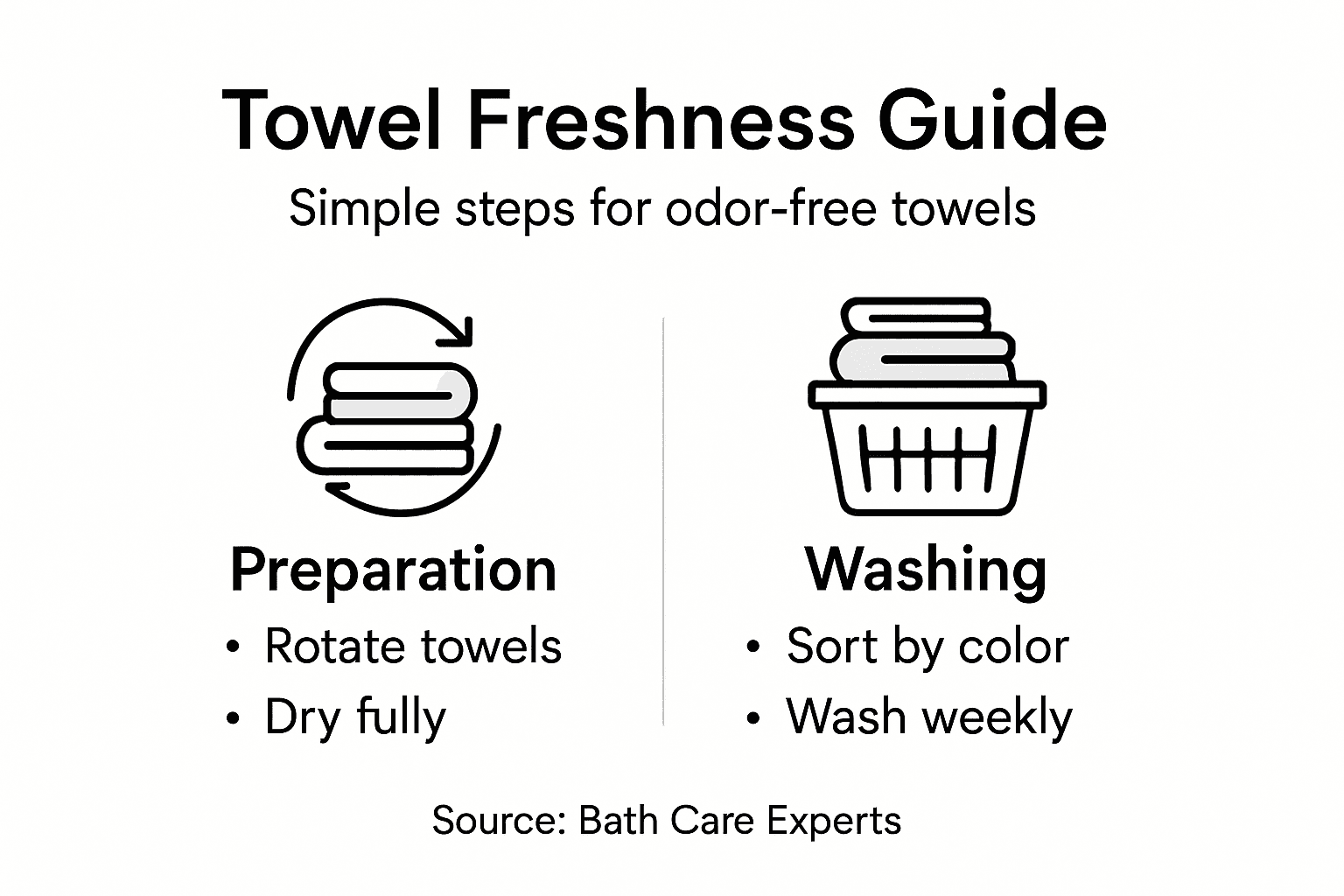 Infographic showing steps to prevent towel odor