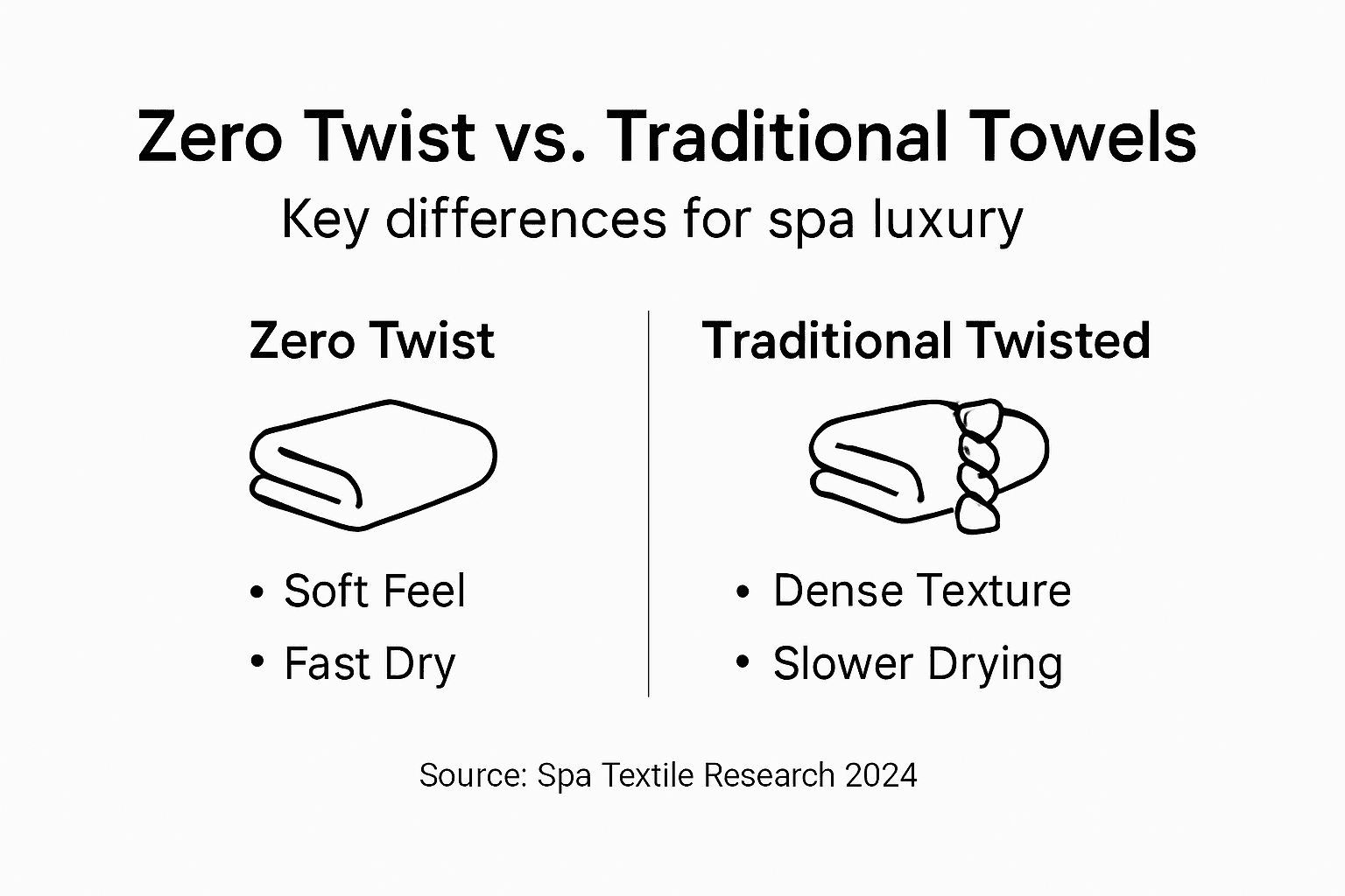 Infographic comparing zero twist and traditional towels