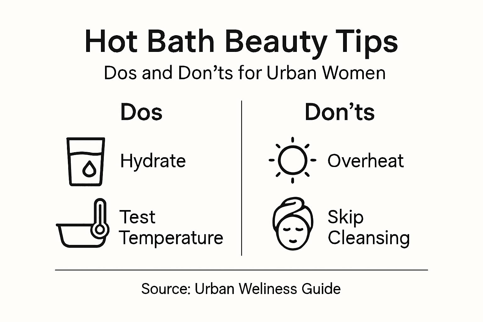 Infographic with hot bath beauty do's and don'ts
