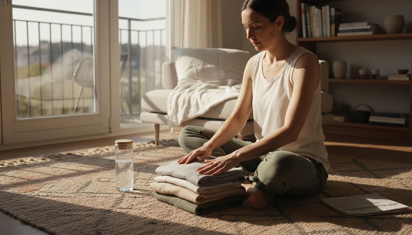 Woman folding soft cotton loungewear