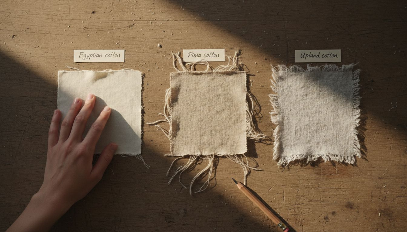 Three cotton swatches compared side by side