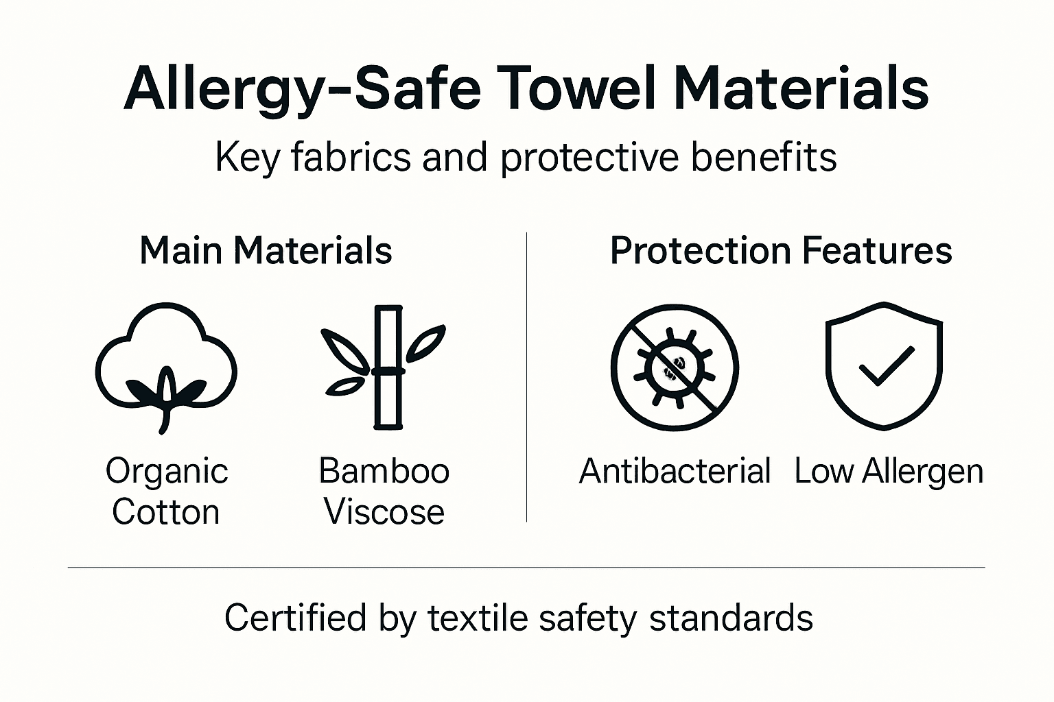 Infographic allergy-safe towel materials, features