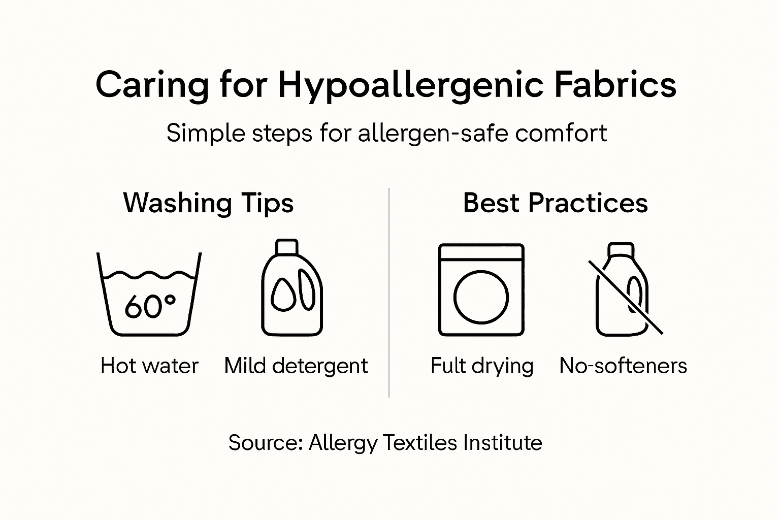 Infographic caring for hypoallergenic fabrics