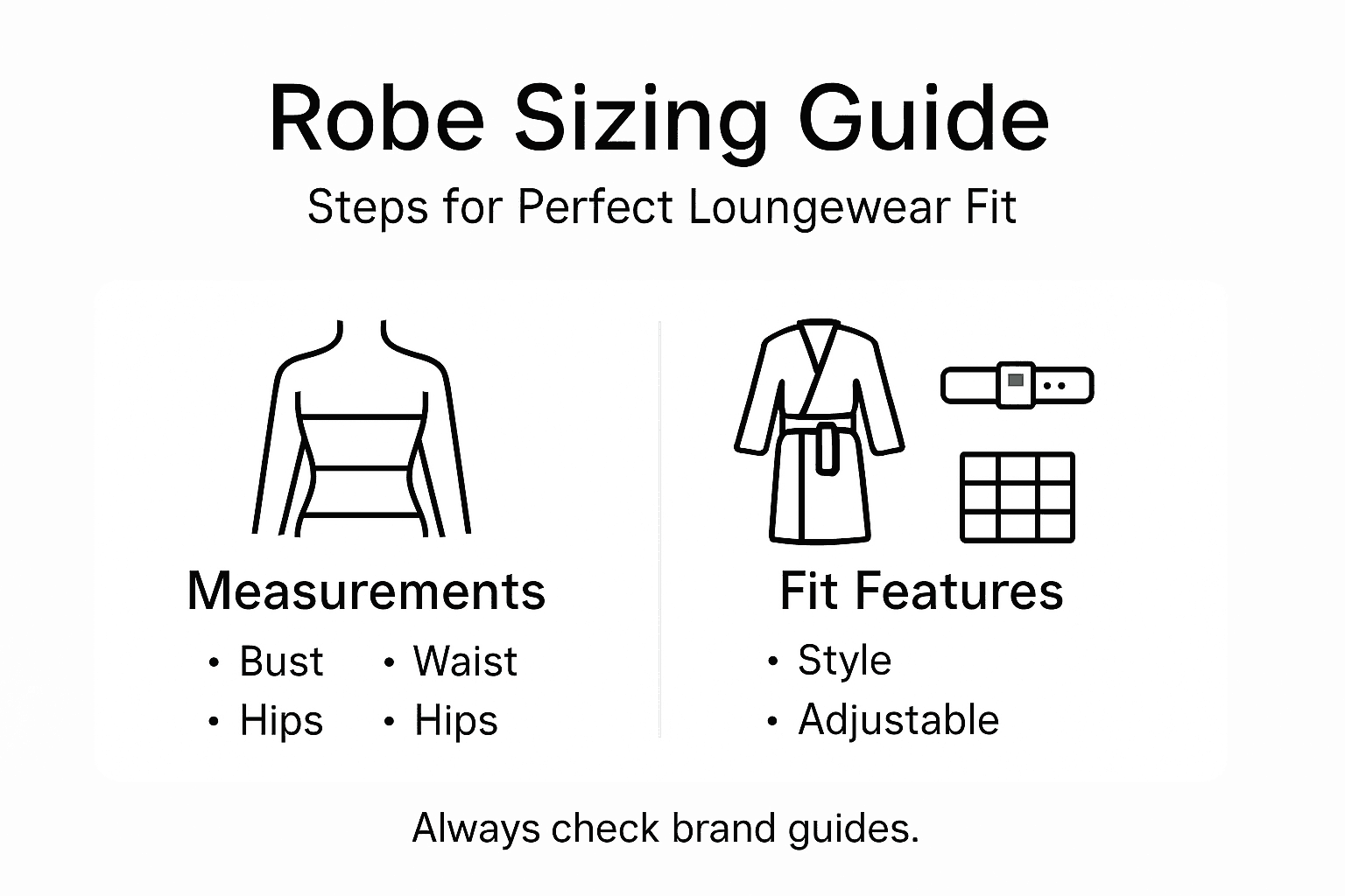 Infographic summarizing key robe sizing steps