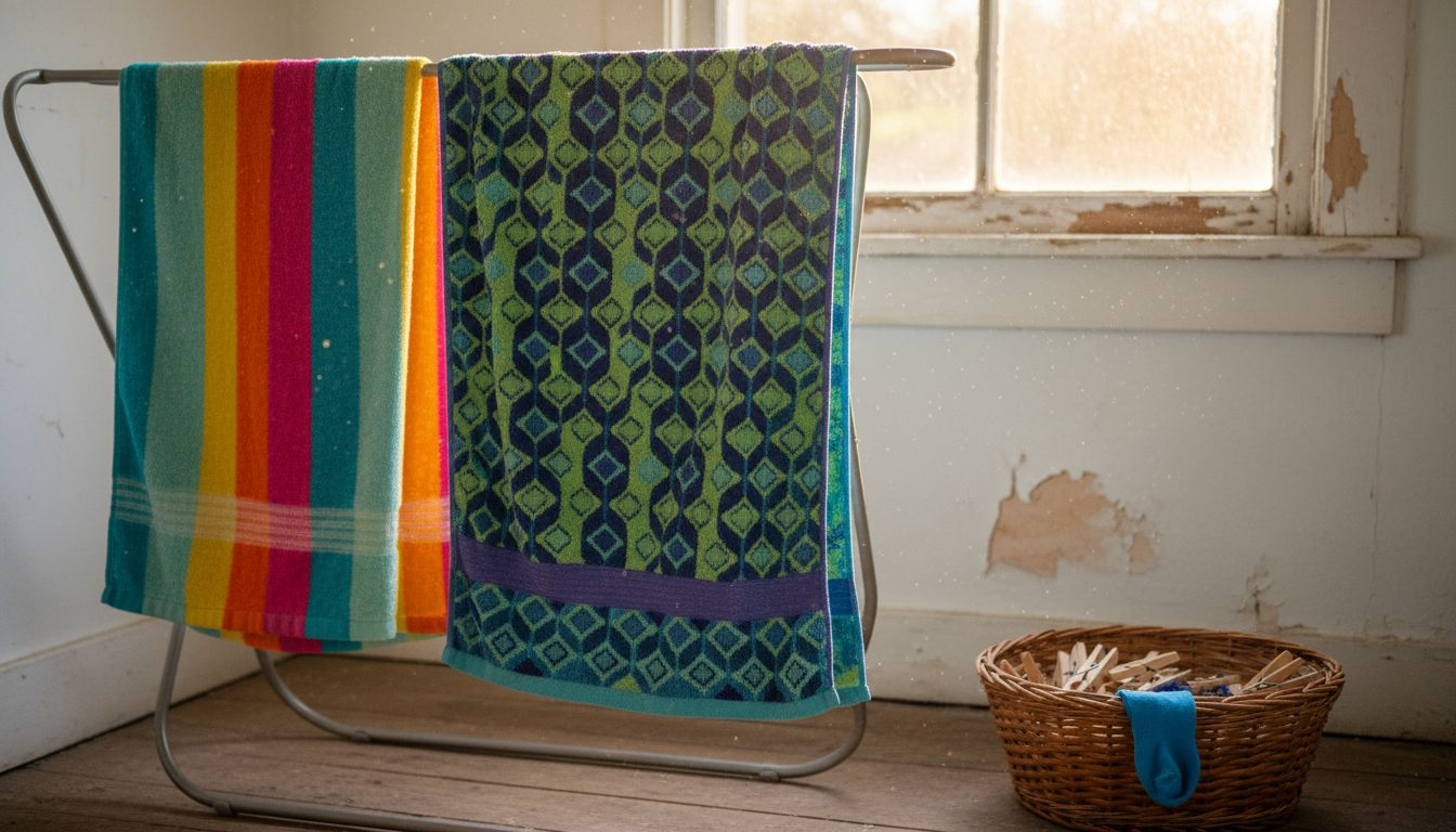 Towels air drying in laundry room