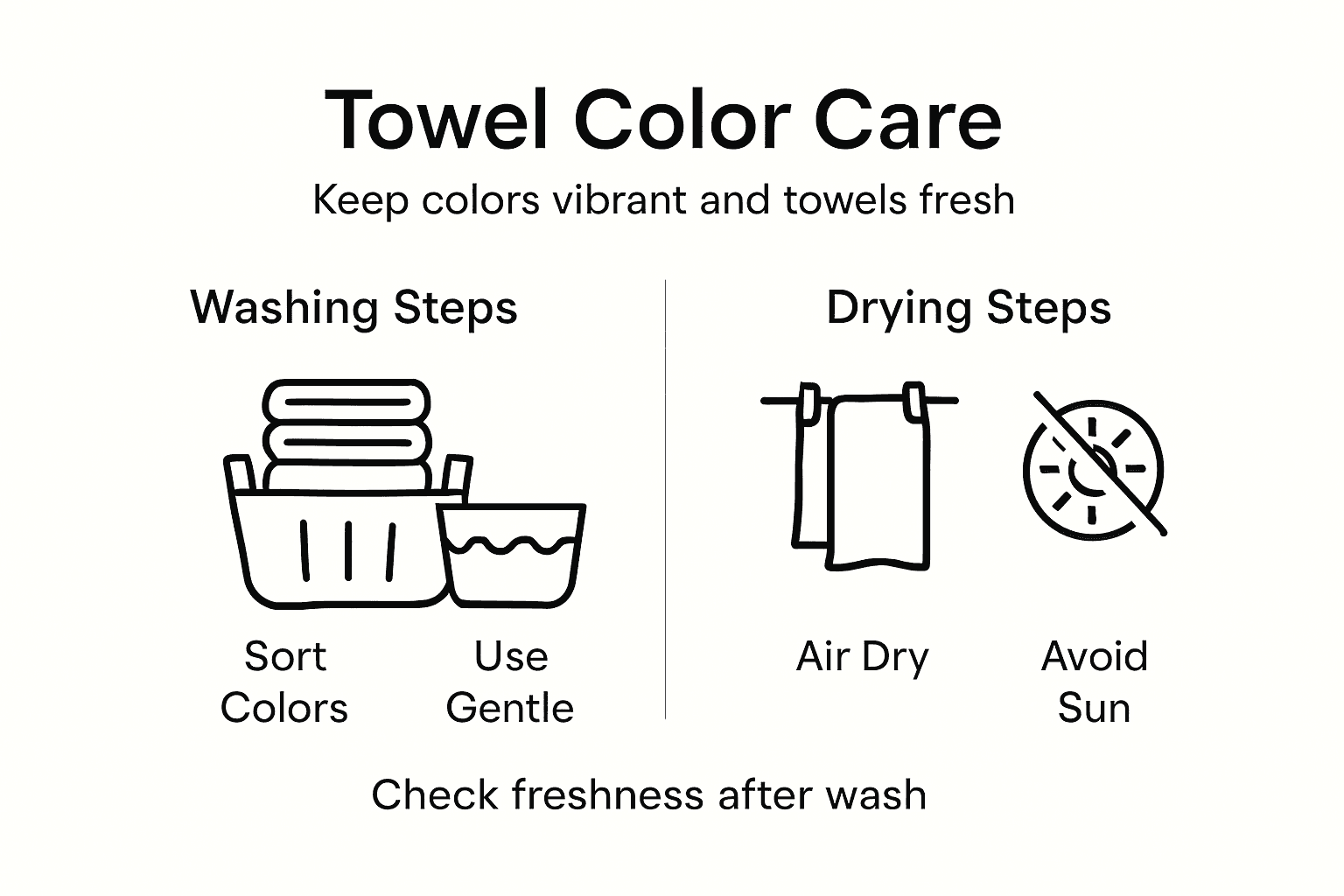 Infographic towel color care summary steps