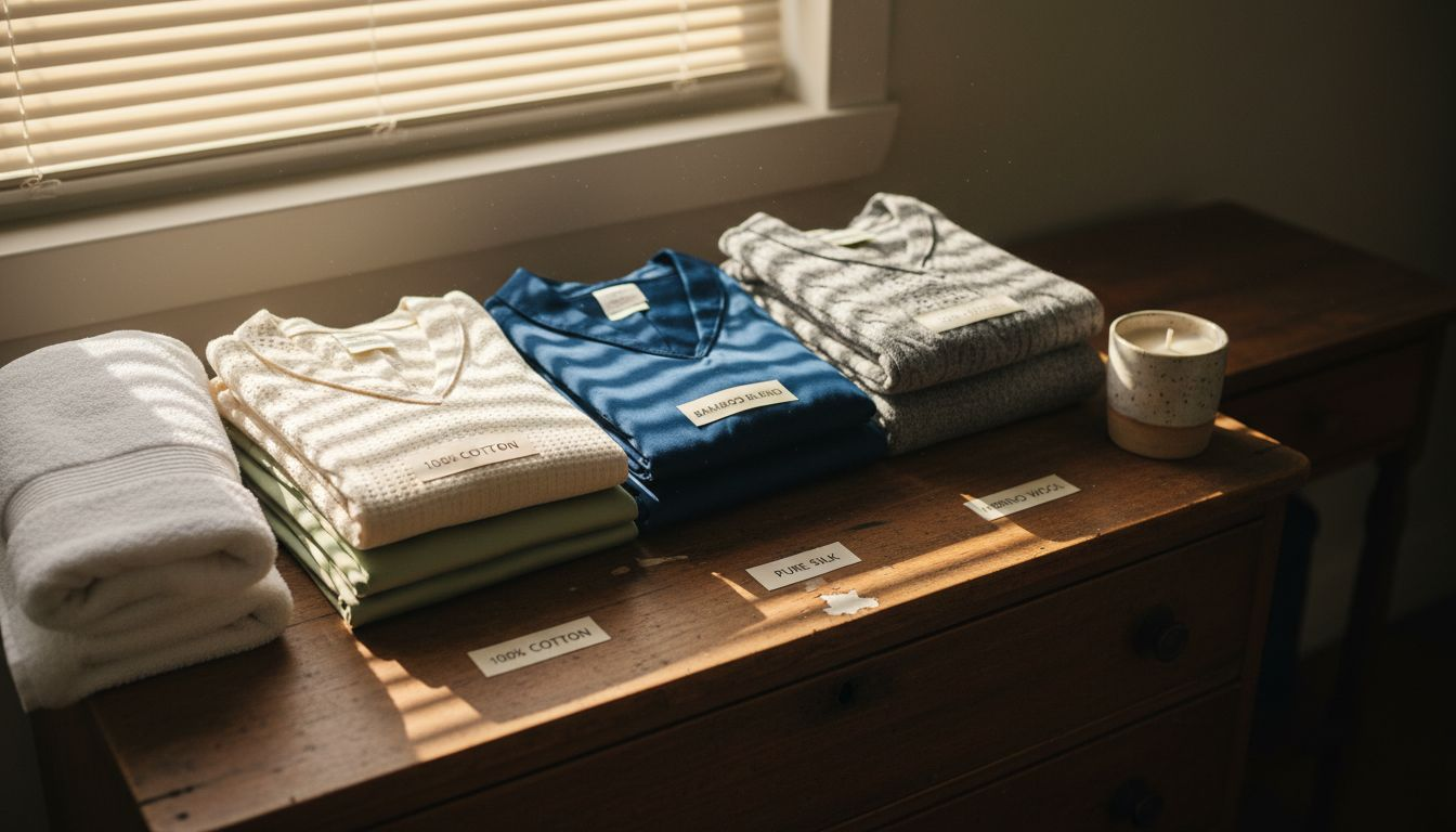 Different sleepwear fabrics displayed