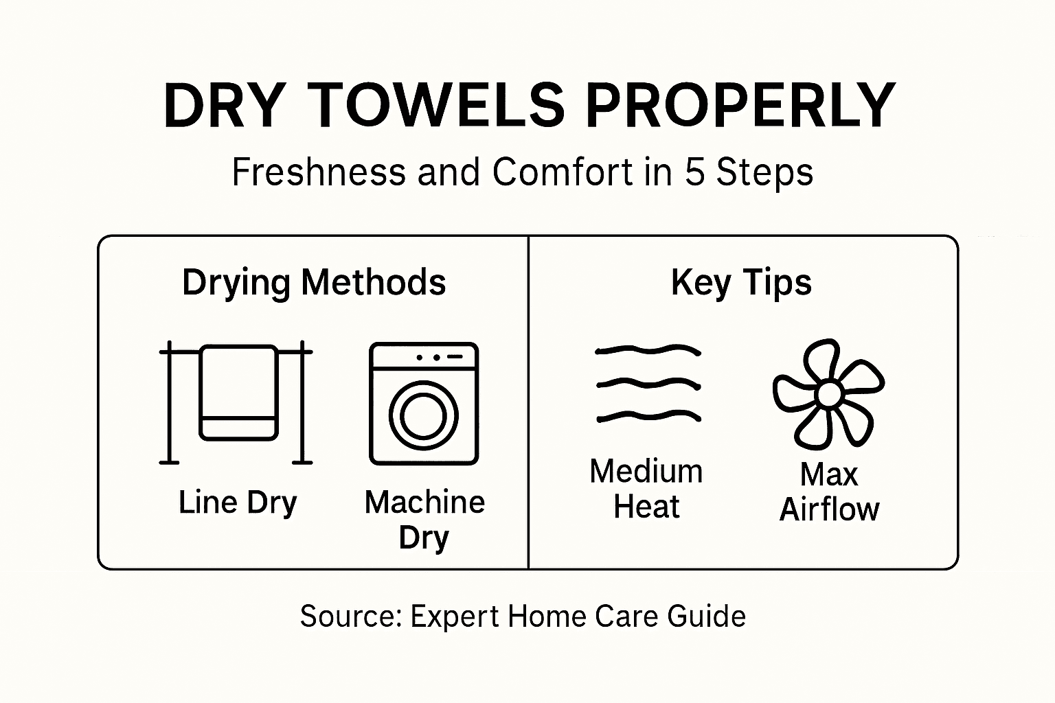 Infographic showing towel drying steps and tips