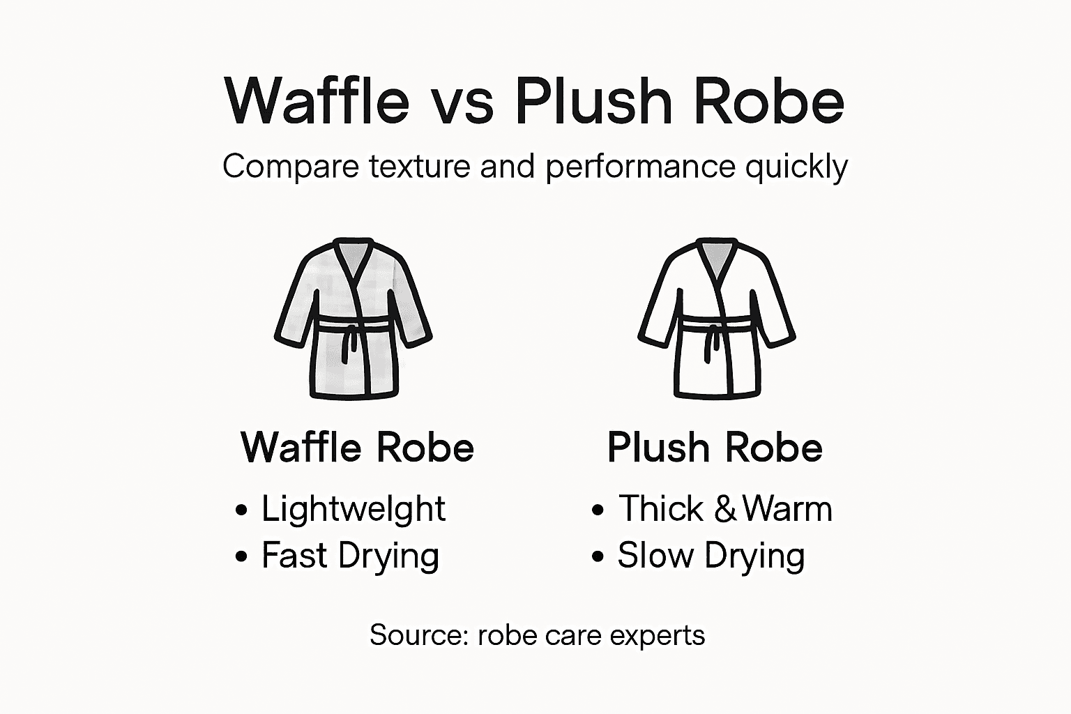 Infographic waffle robe versus plush robe comparison