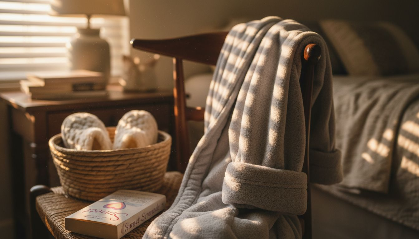 Closeup plush robe fabric on chair