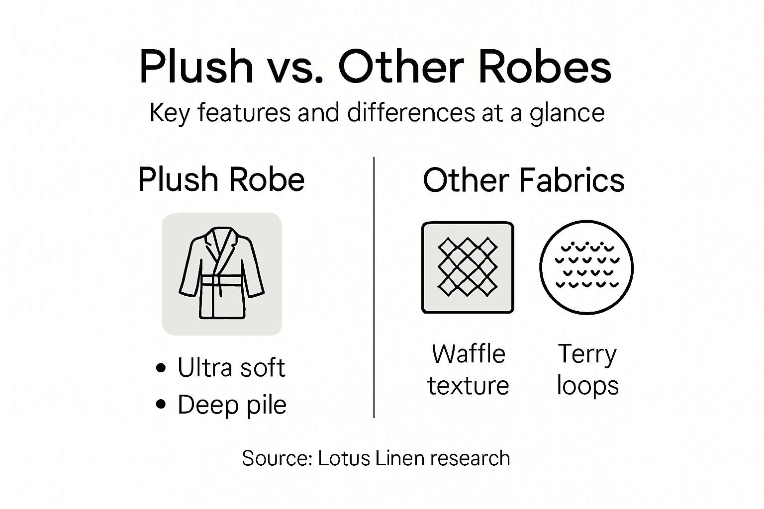 Infographic comparing plush and other robe fabrics