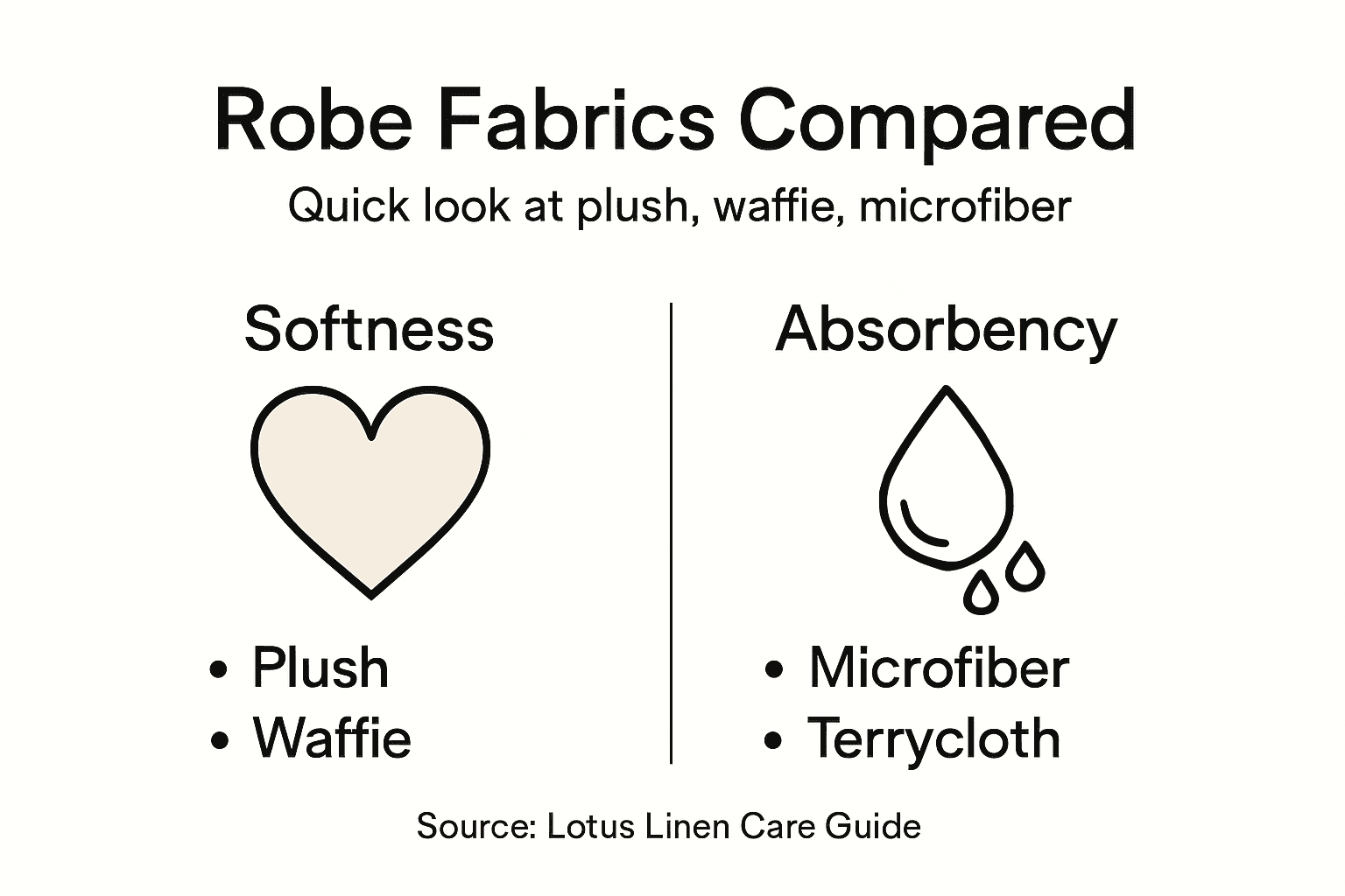 Infographic showing robe fabrics and absorbency types