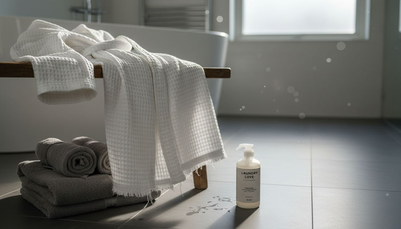 Close-up cotton waffle robe with texture details